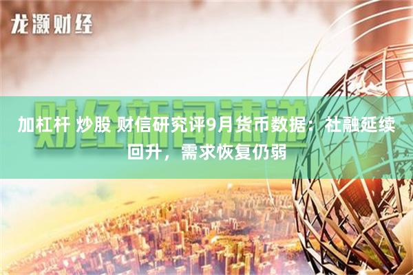 加杠杆 炒股 财信研究评9月货币数据：社融延续回升，需求恢复仍弱