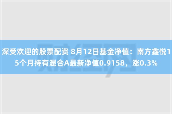 深受欢迎的股票配资 8月12日基金净值：南方鑫悦15个月持有混合A最新净值0.9158，涨0.3%