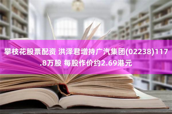 攀枝花股票配资 洪泽君增持广汽集团(02238)117.8万股 每股作价约2.69港元