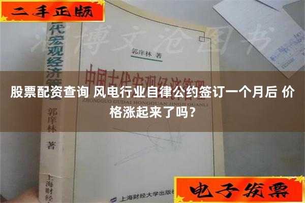 股票配资查询 风电行业自律公约签订一个月后 价格涨起来了吗？