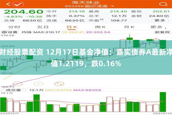 财经股票配资 12月17日基金净值：嘉实债券A最新净值1.2119，跌0.16%